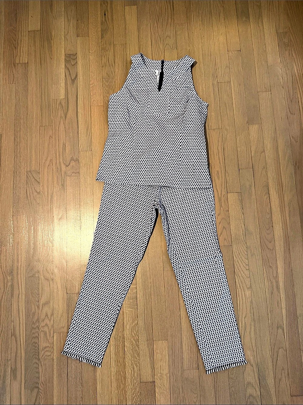 Sara Campbell Geometric Jumpsuit in Blue & White Size Medium NWT
